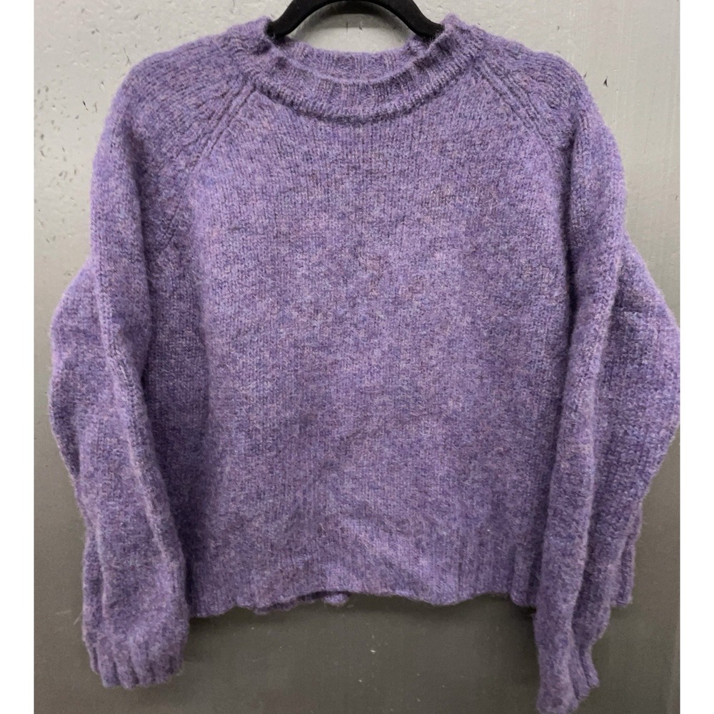 Wool Sweater Women M Purple Pullover Preppy Classic Minimalist Warm